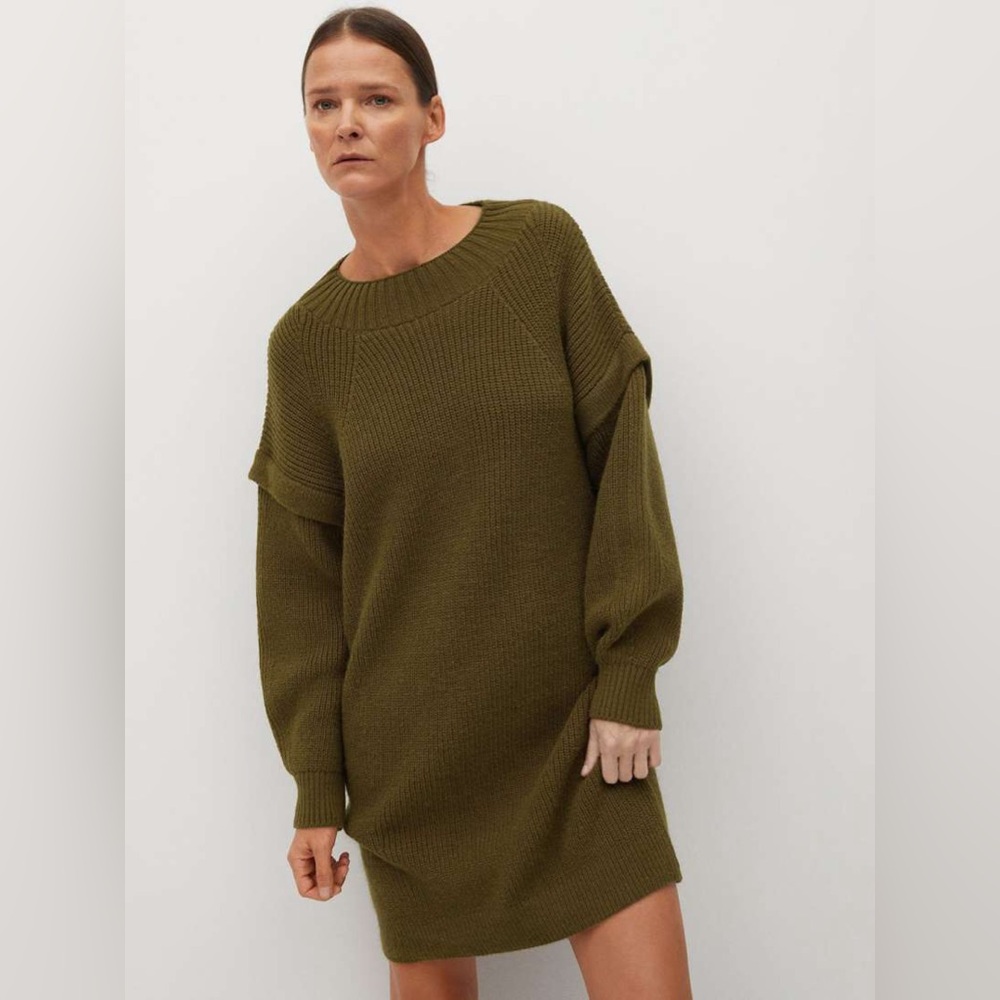 Mango Olive Green Sweater Dress